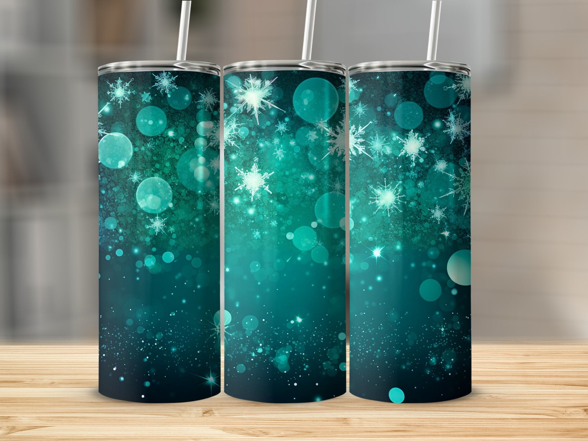 Aqua Blue Snowflake Tumbler Perfect for Winter Season