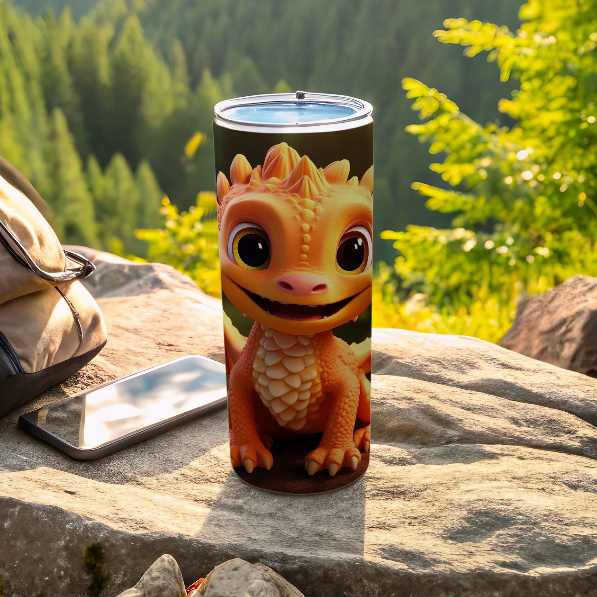 Cute Orange Cartoon Dragon Stainless Steel Tumbler