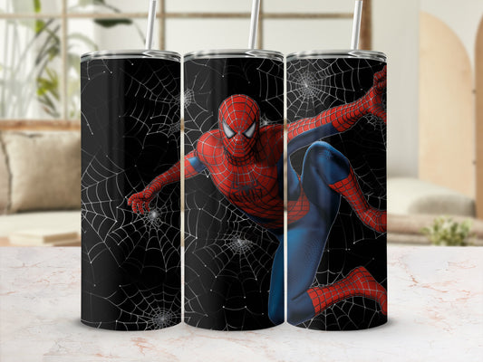 Spider-Man Design with Web Patterns Tumbler
