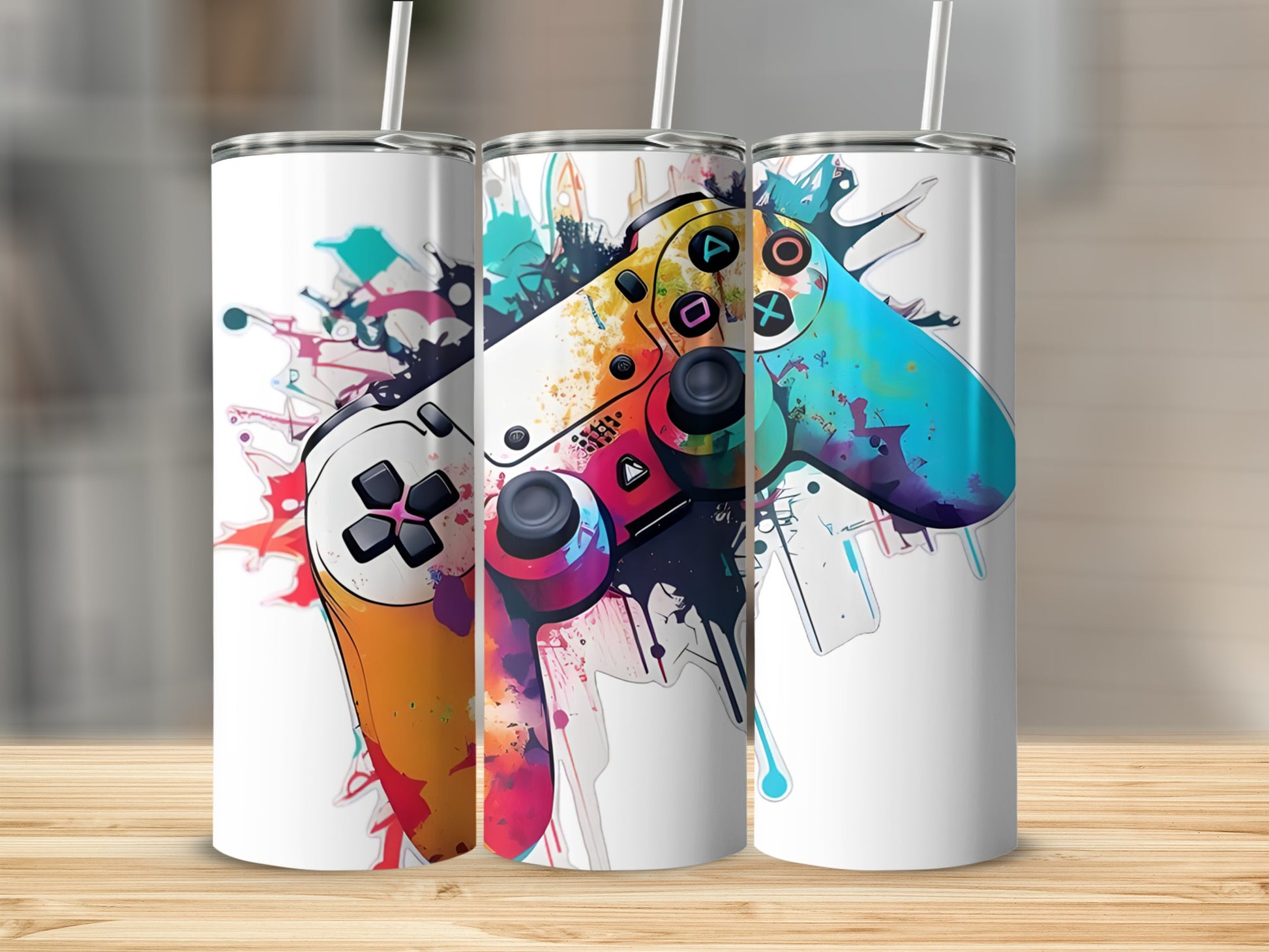 Colorful Gaming Controllers Art Tumblers