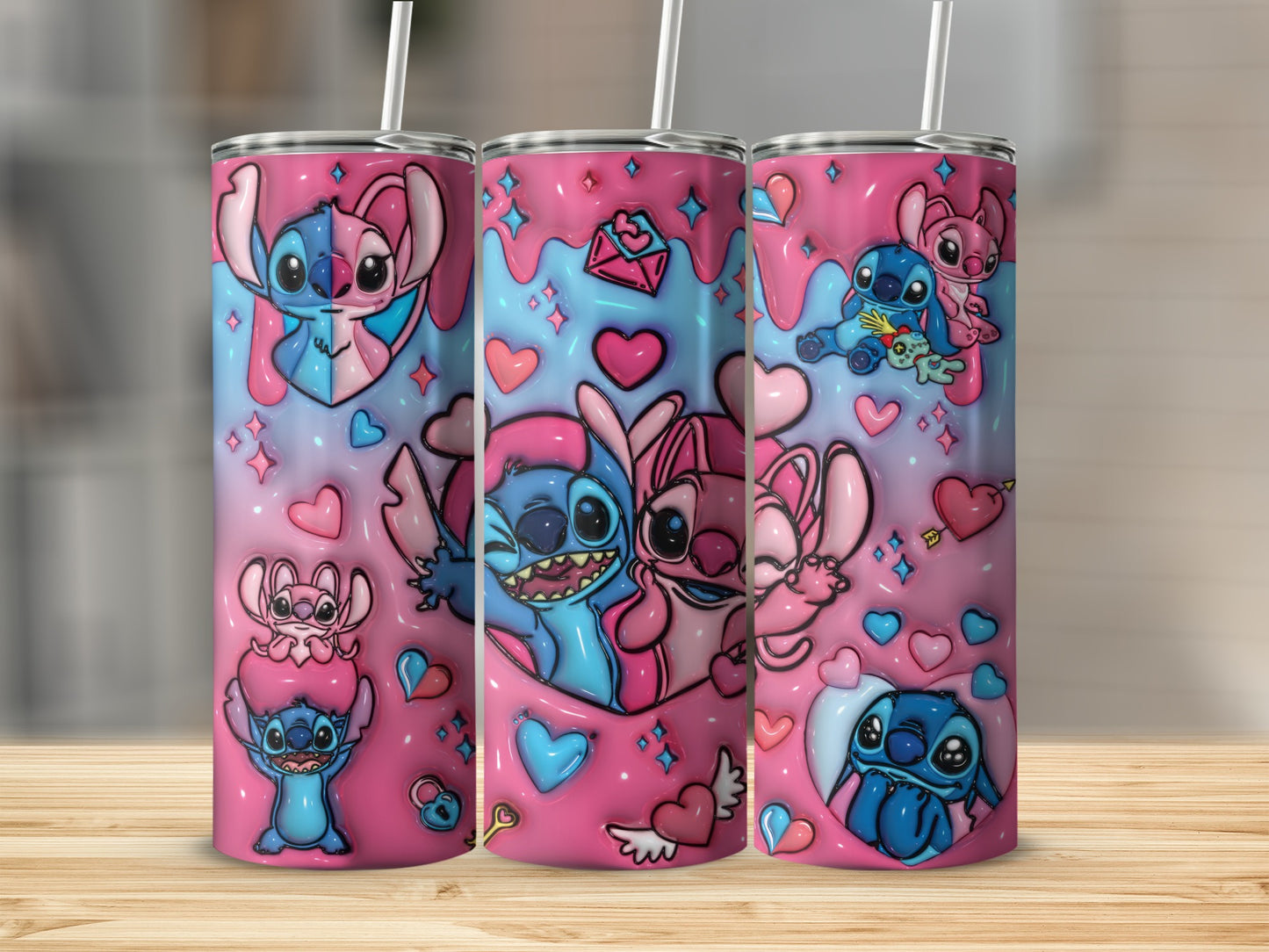 Cute Stitch and Angel Themed Insulated Tumbler