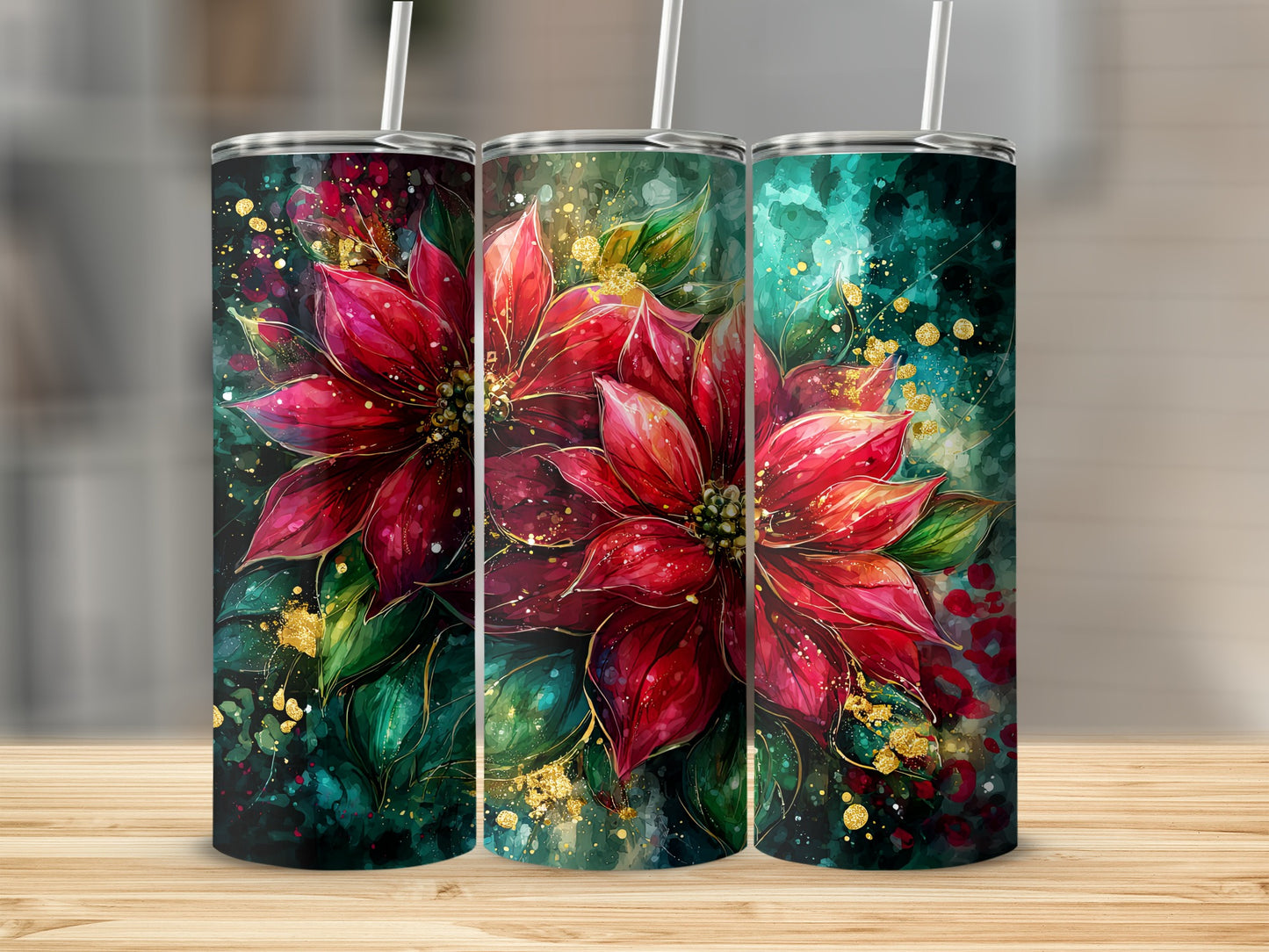 Vibrant Floral Insulated Tumbler with Straw Cup