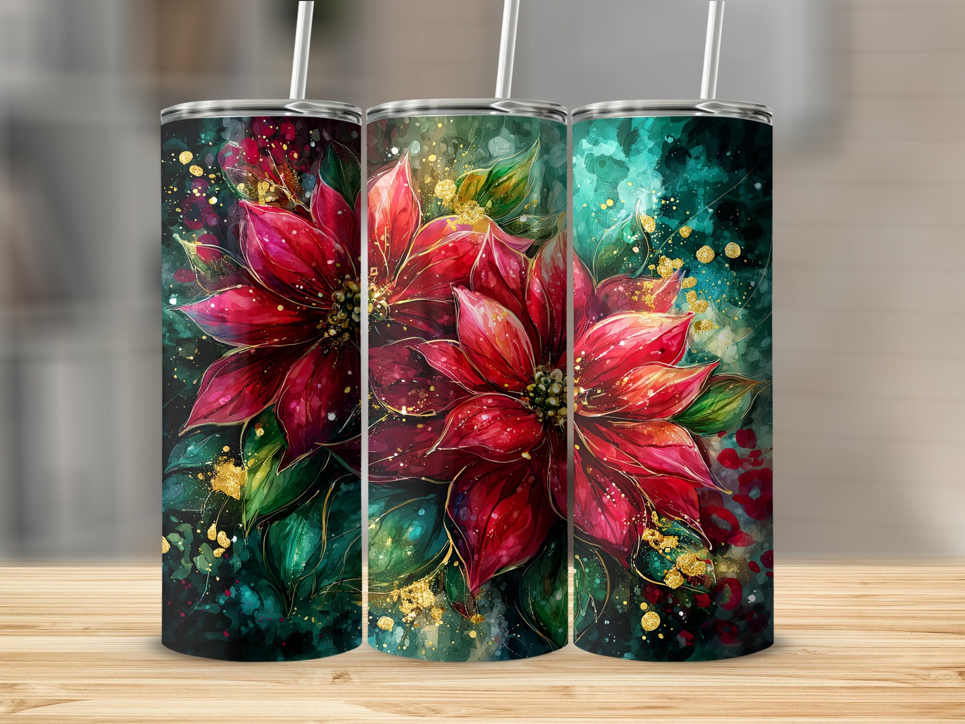 Vibrant Floral Insulated Tumbler with Straw Cup