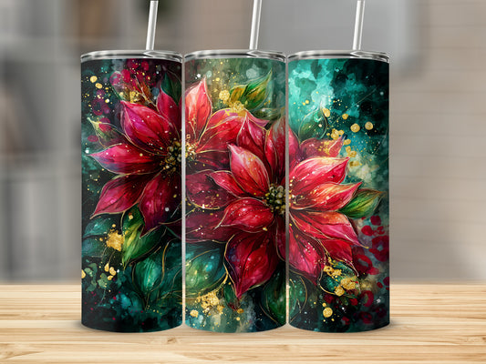Vibrant Floral Insulated Tumbler with Straw Cup