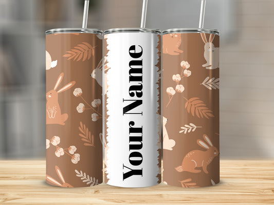 Personalized Bunny Design Insulated Tumbler with Straw