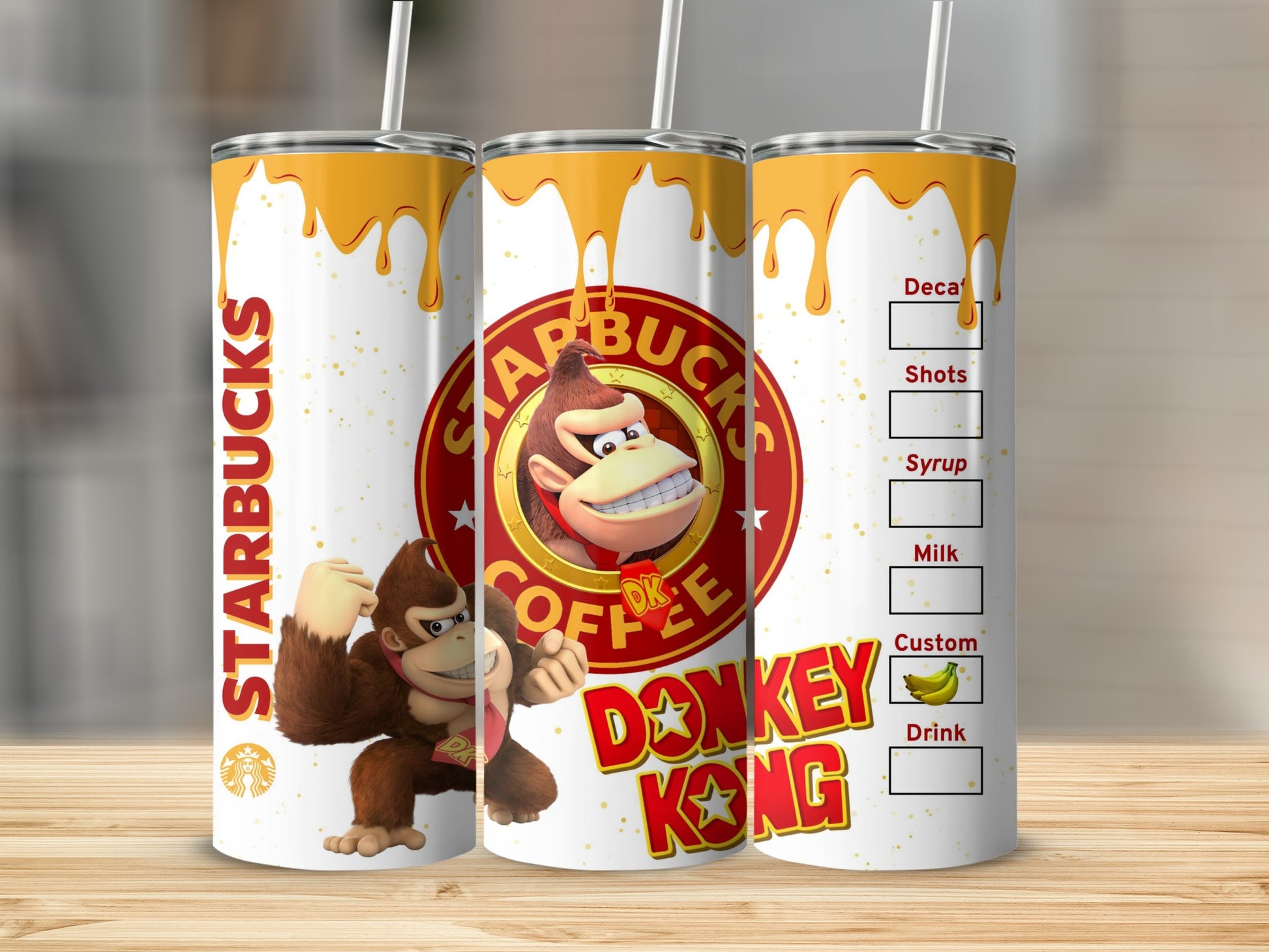 Starbucks Donkey Kong Custom Drink Stainless Steel Tumbler