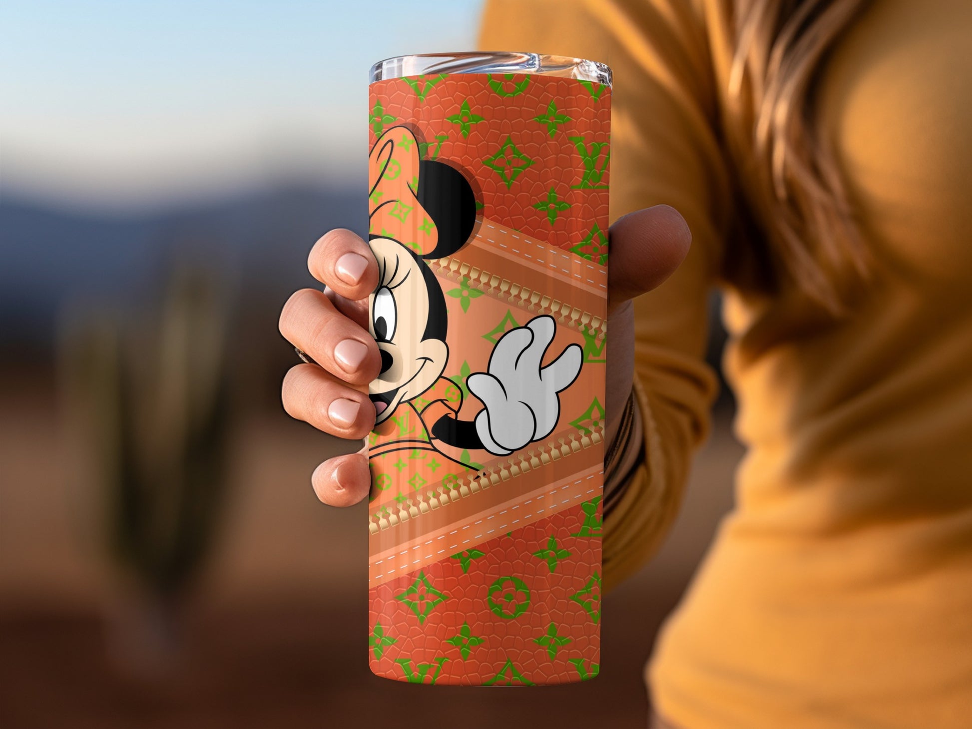 Cute Character Orange Pattern Travel Tumbler Cup