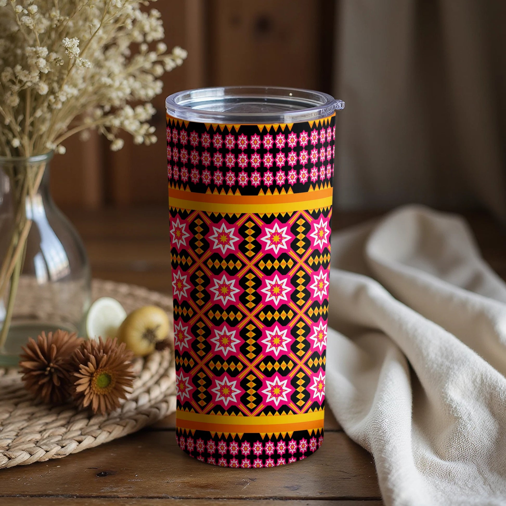 Colorful Geometric Patterned Insulated Tumbler