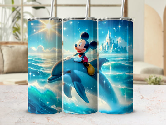 Mickey Mouse Riding Dolphin Fantasy Tumbler
