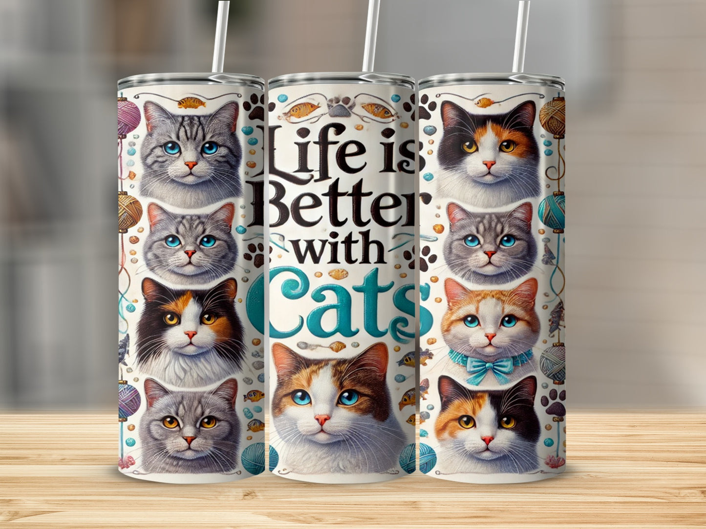 Life is Better with Cats Insulated Drinkware Flask