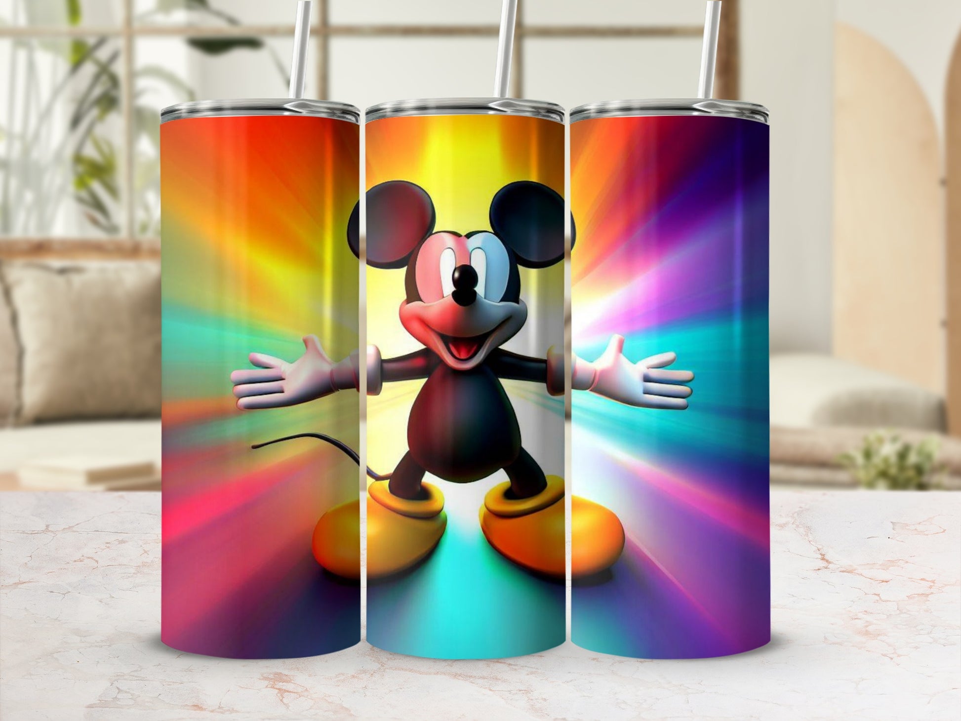 Vibrant Mickey Mouse Design Insulated Stainless Steel Tumbler