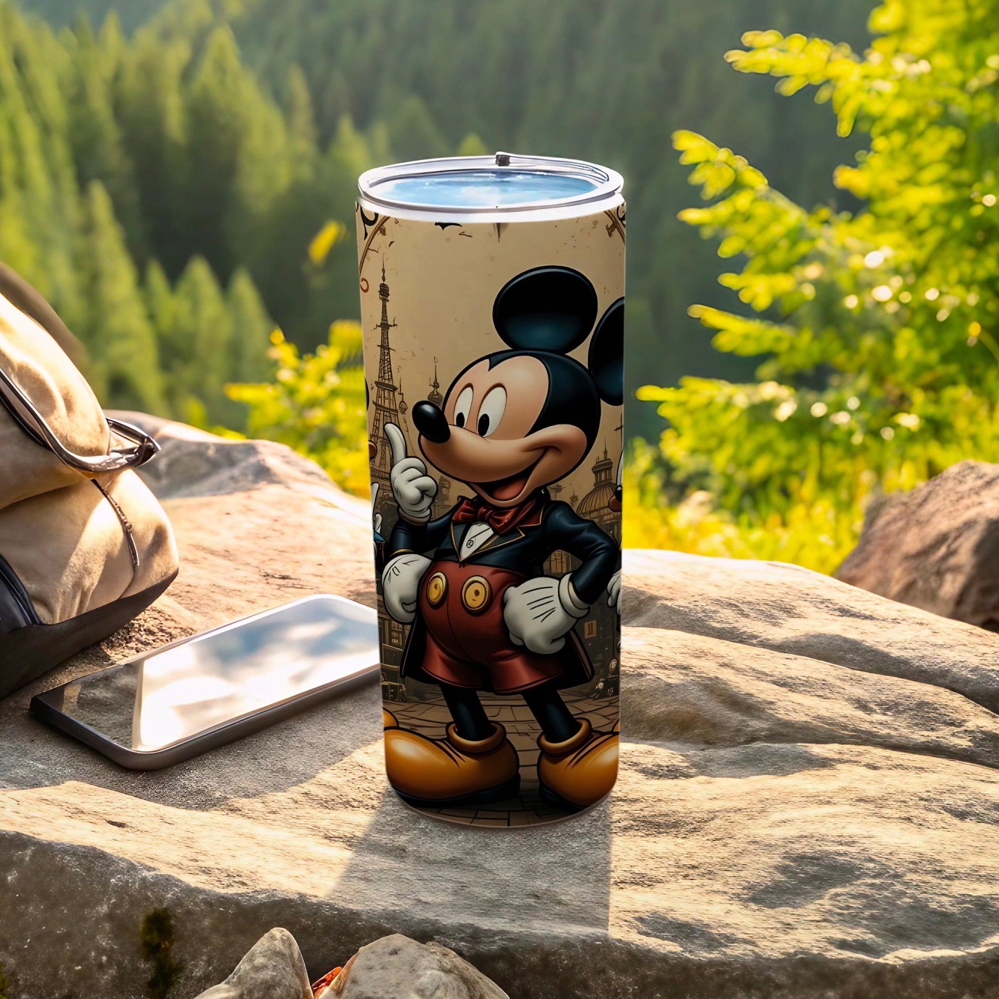 Mickey Mouse Travel Tumbler with Eiffel Tower Artwork