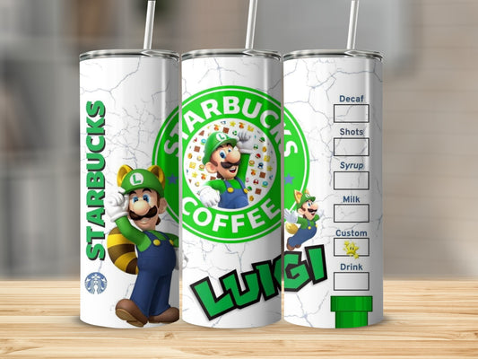 Luigi Starbucks Coffee Tumbler with Tall Straw