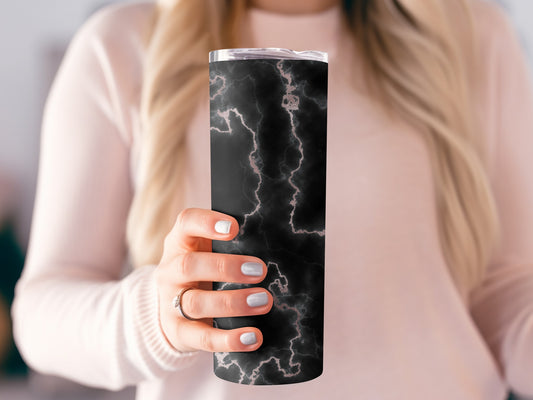 Black Marble with Rose Gold Veins Texture Tumblers