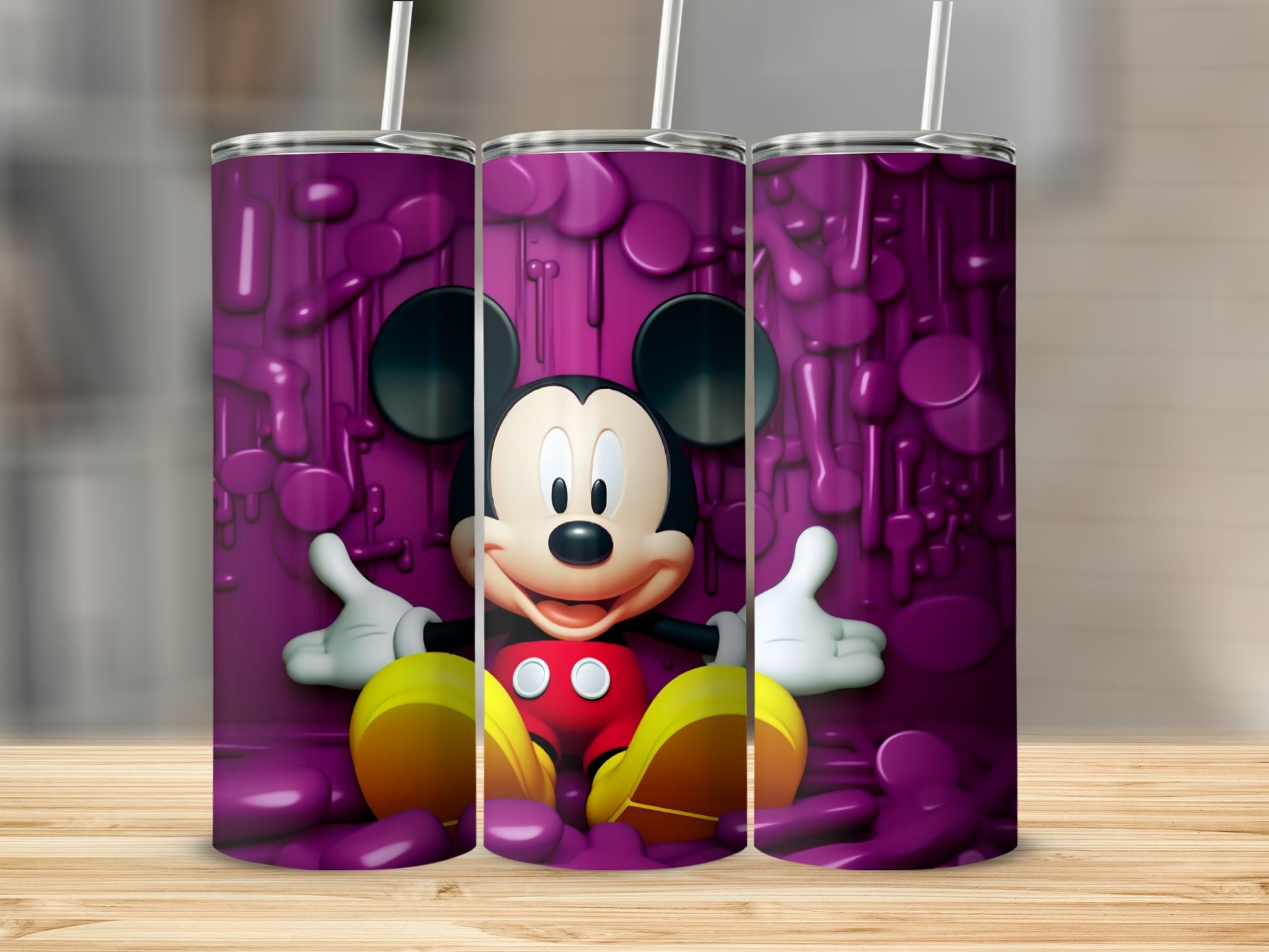 Mickey Mouse Purple Splash Tumbler with Straws