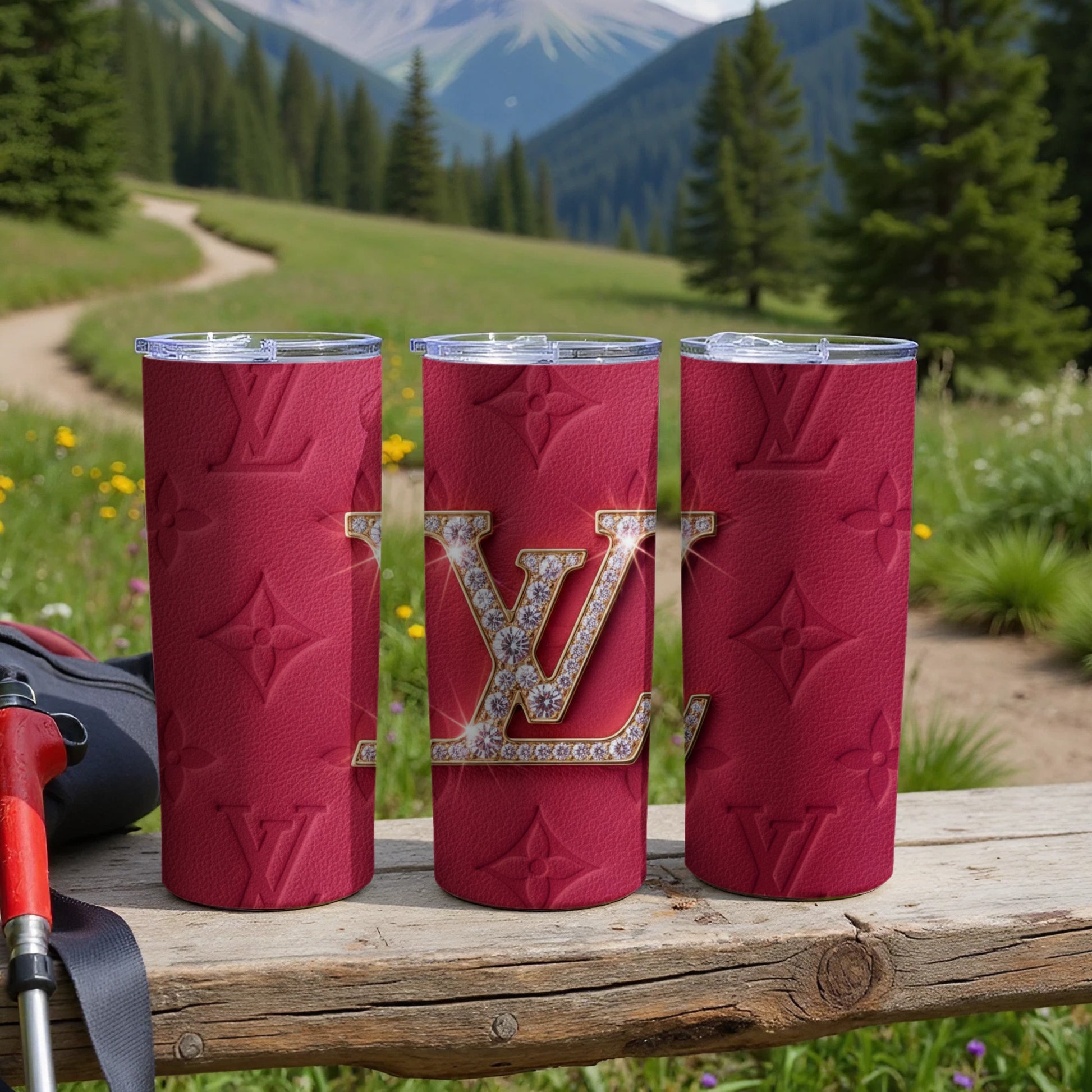 Stylish Red Tumblers with Luxury Logo Design