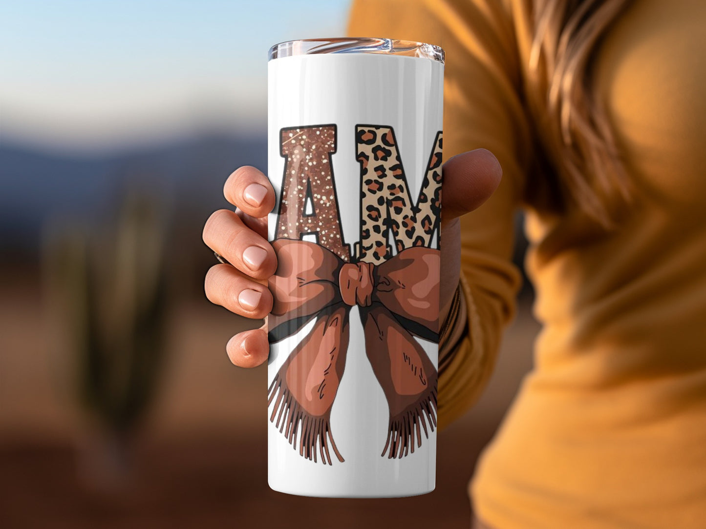 Leopard and Glitter Alphabet Monogram Travel Tumbler