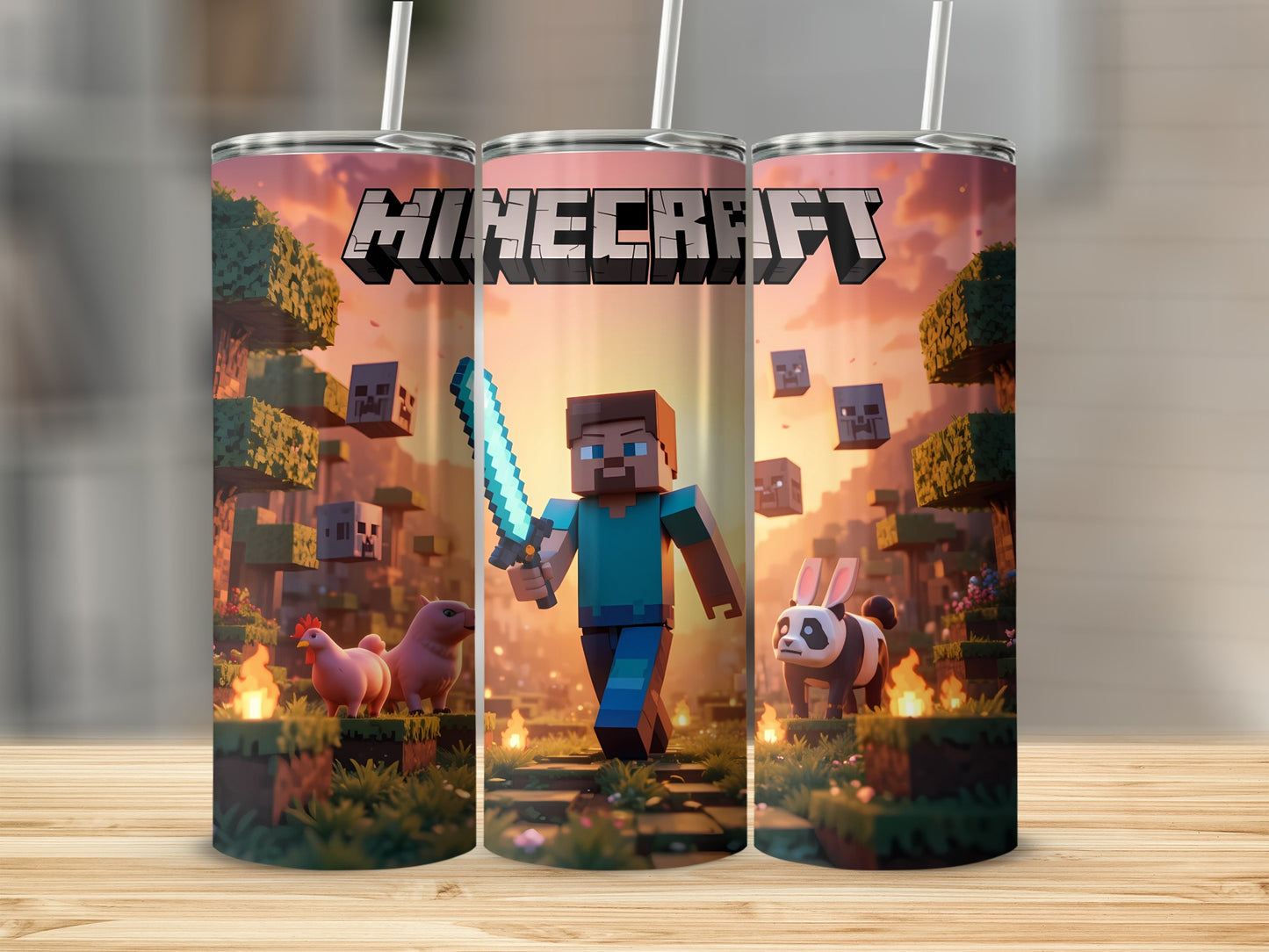 Minecraft Adventure Scene Tumbler for Gaming Fans
