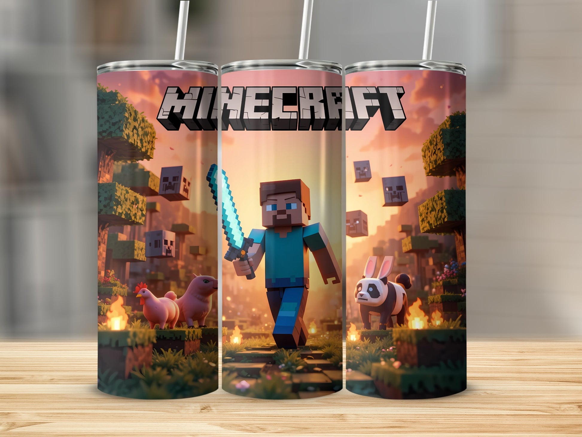 Minecraft Adventure Scene Tumbler for Gaming Fans