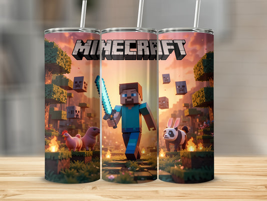 Minecraft Adventure Scene Tumbler for Gaming Fans