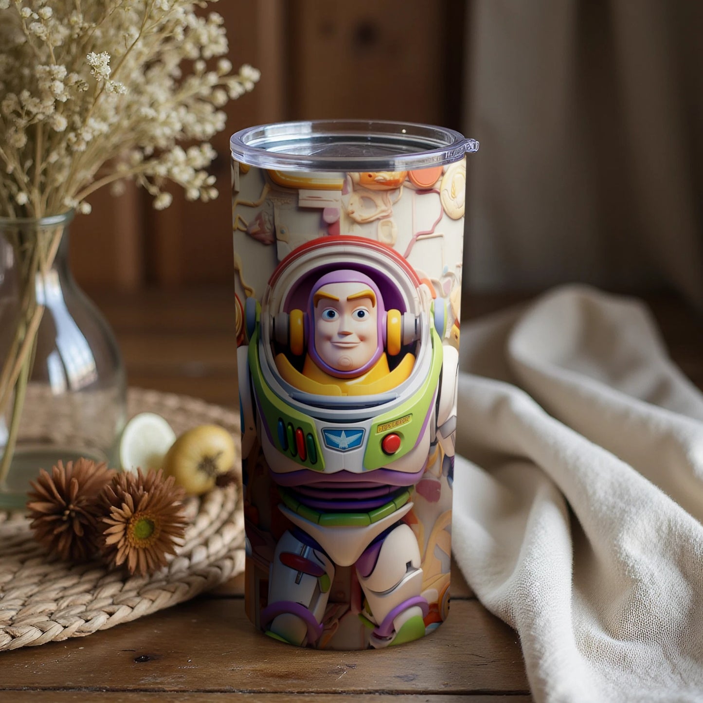 Buzz Lightyear Themed Travel Tumbler with Lid