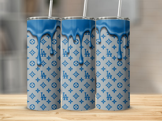 Blue Drip LA Dodgers Logos Art Pattern Design Tumblers