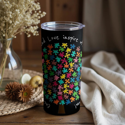 Colorful Puzzle Tree with Motivational Quote Design