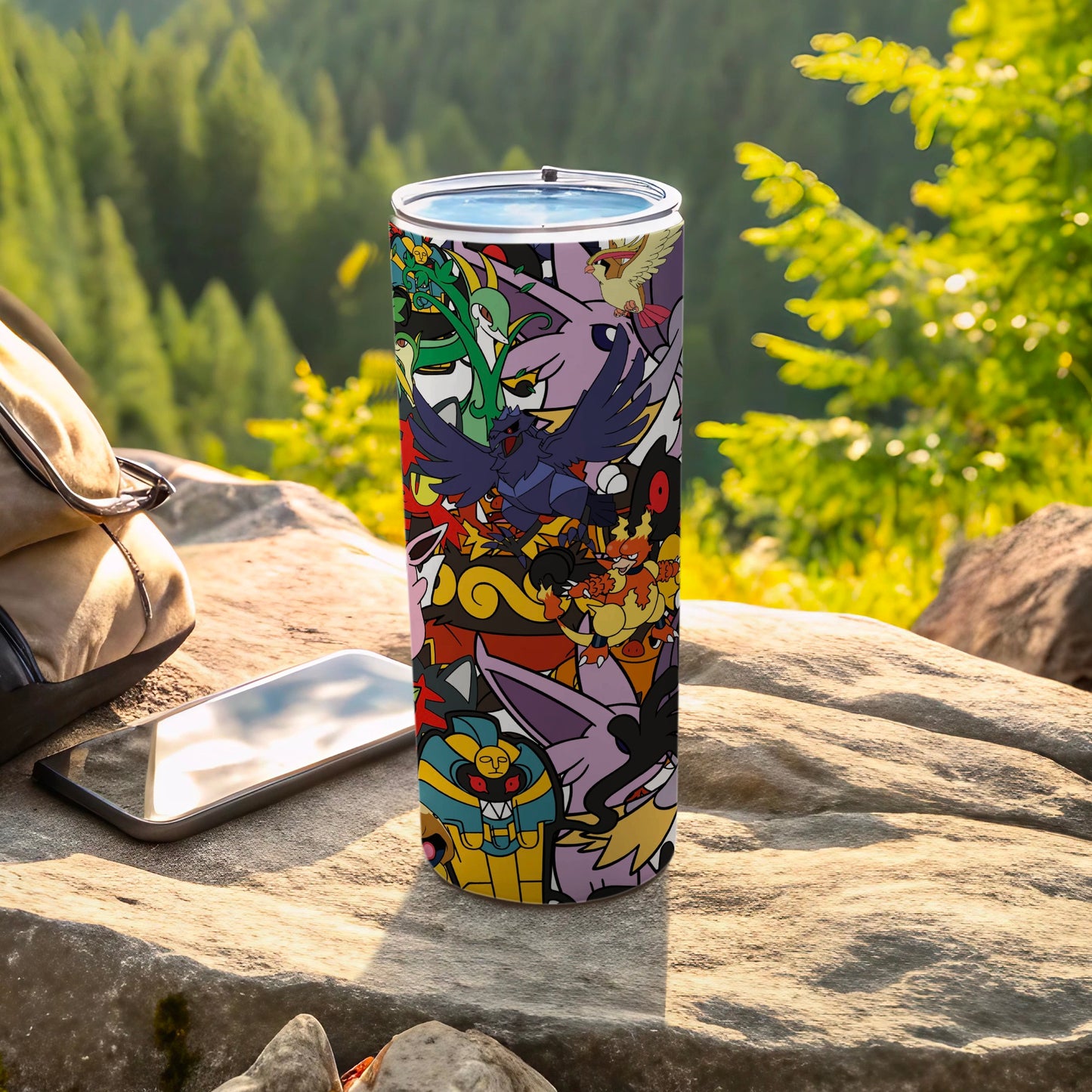 Vibrant Colorful Anime Characters Outdoor Travel Tumbler