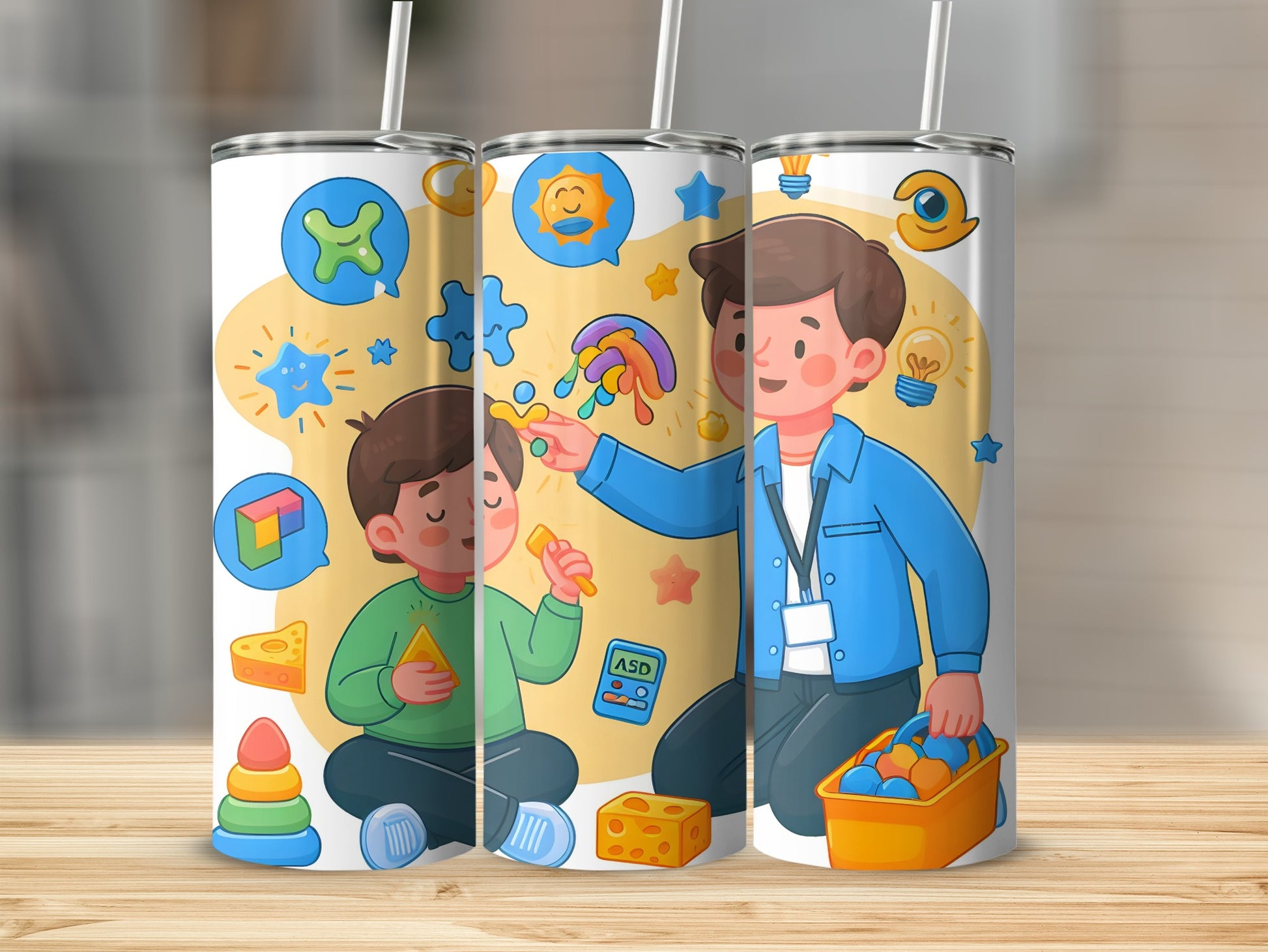 Colorful Autism Awareness Themed Tumbler