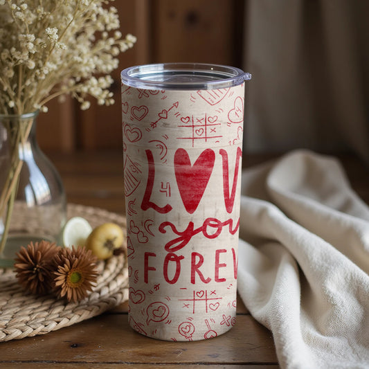 Love You Forever Red Heart Tumbler for Valentines