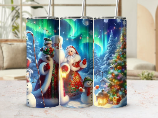 Festive Santa and Snowmen Christmas Tumbler Drinkware