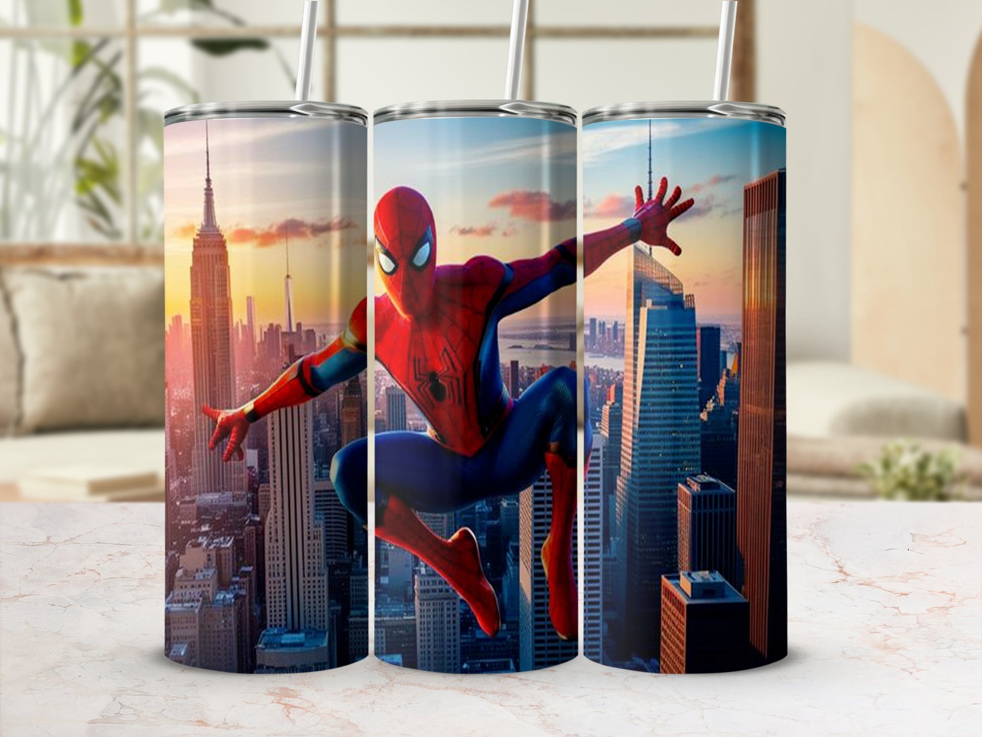 Spider-Man New York Skyline Tumbler for Marvel Fans