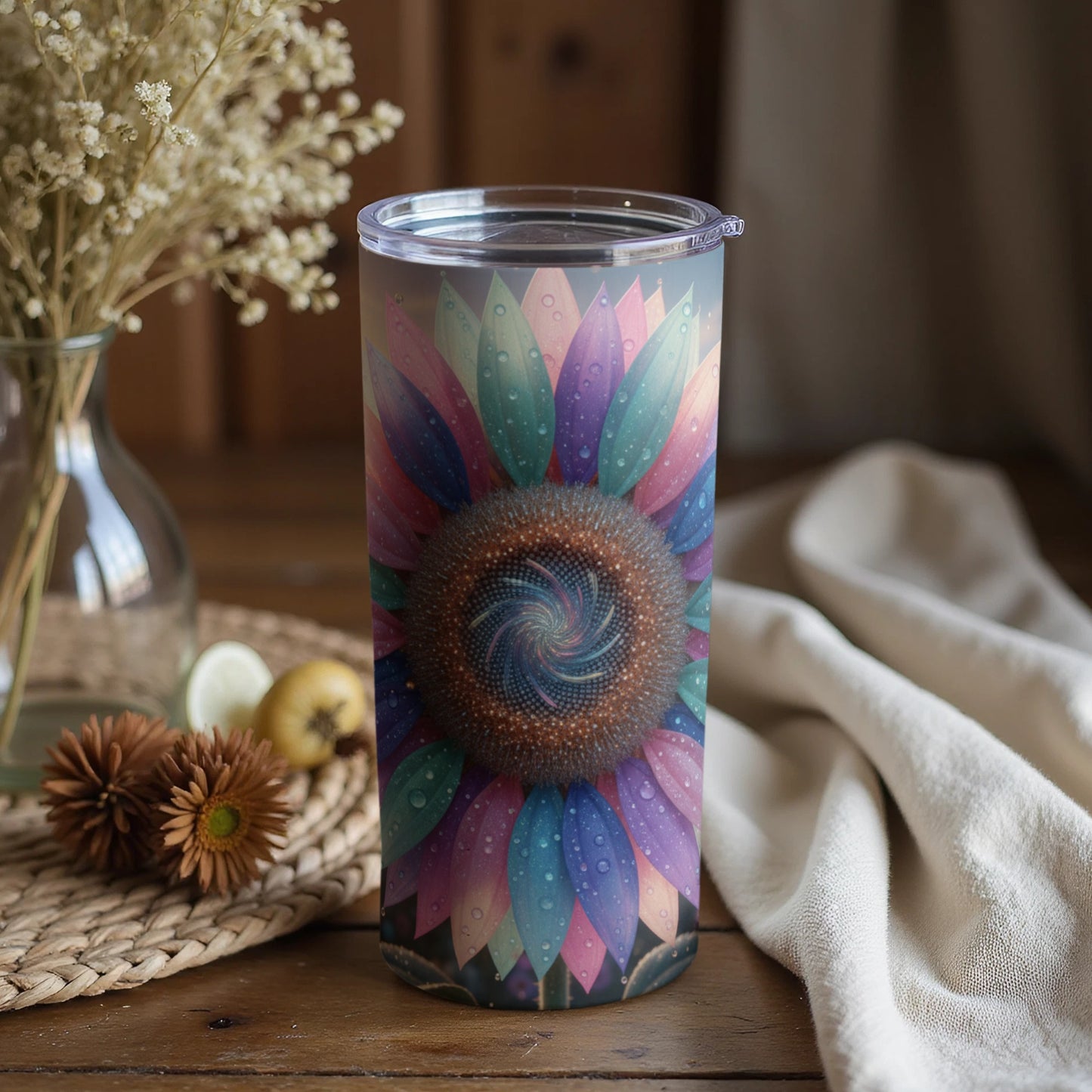 Colorful Mandala Sunflower Design Tumbler