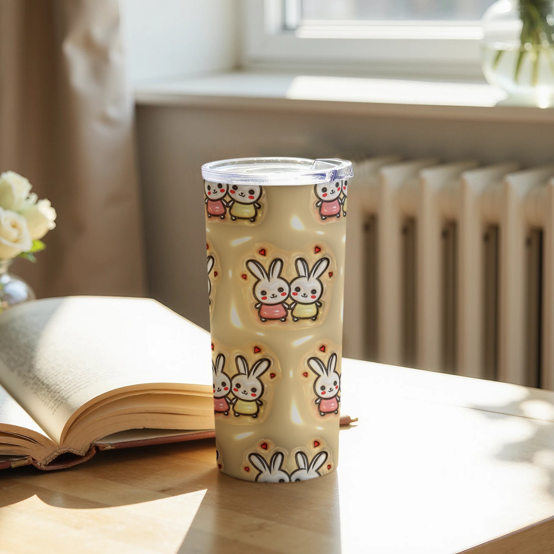 Cute Bunny Pattern Large Insulated Stainless Steel Tumbler