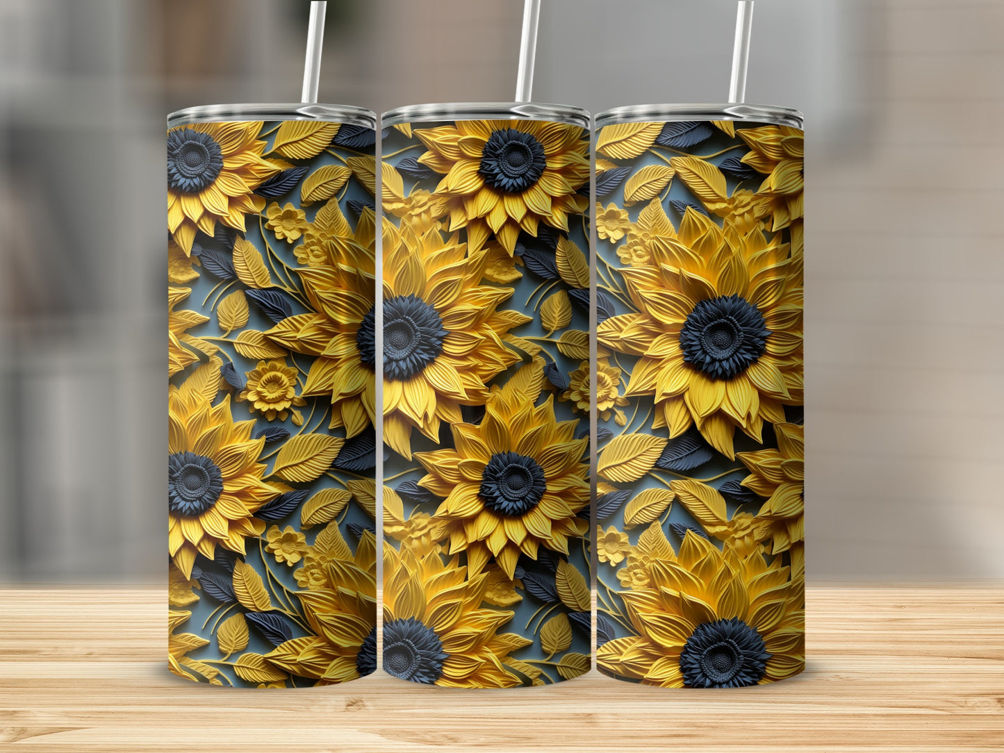 Vibrant Sunflower Themed Stainless Steel Tumbler