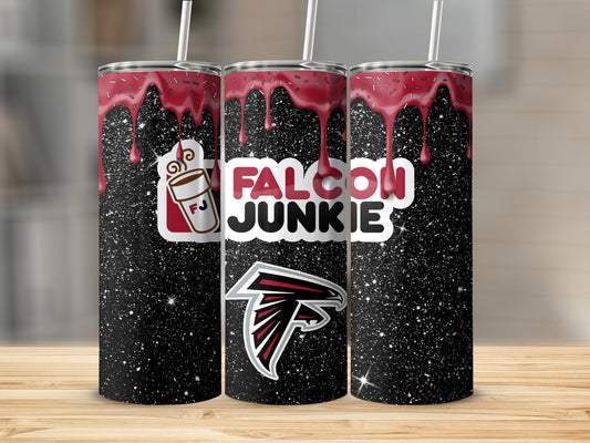 Falcon Junkie Glitter Drip Travel Tumbler 20oz Cup