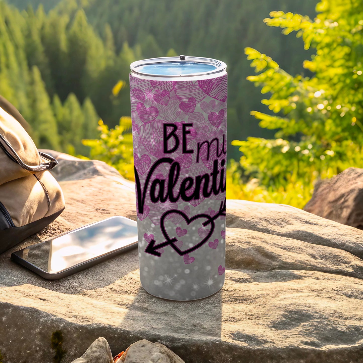 Be My Valentine Pink Hearts Arrow Design Tumbler product type