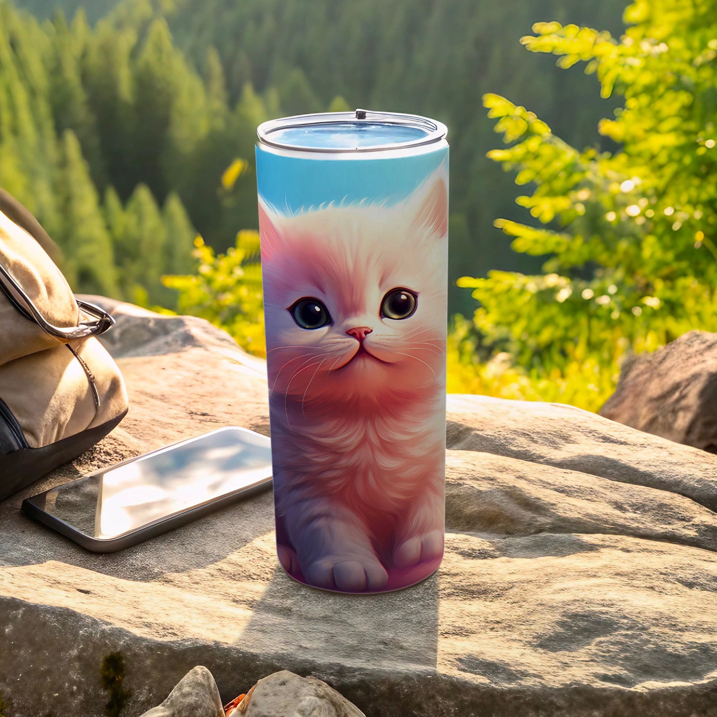 Adorable Fluffy Kitten Design Beverage Tumbler product type