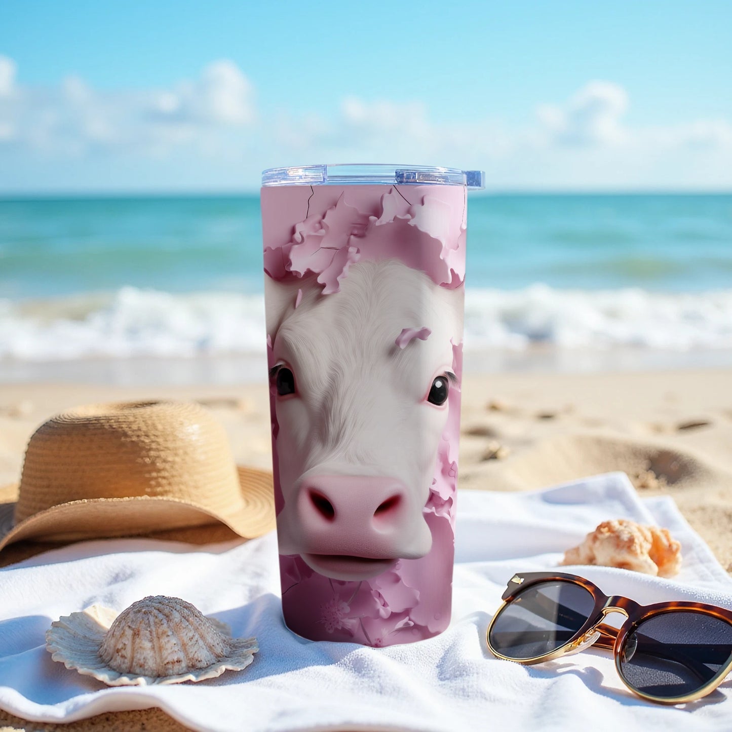 Pink Cow Design Ocean Scene Beach Travel Tumbler product type
Tumbler, Cow, Pink Cow, Cow Art, Animal Design, Beach Tumbler, Ocean View, Summer Drinkware, Travel Tumbler, Insulated Cup, Cute Animal, Farm Life, Vacation Essentials, Hydration Bottle, Unique Gift, Pink Aesthetic, Seaside Accessory, Coastal Vibes, Drink Holder, Abstract Pink