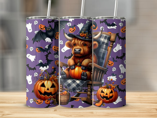 Halloween Cow and Pumpkin Tumbler for Festive Fun