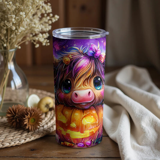 Cute Piglet with Pumpkin Halloween Design Tumbler