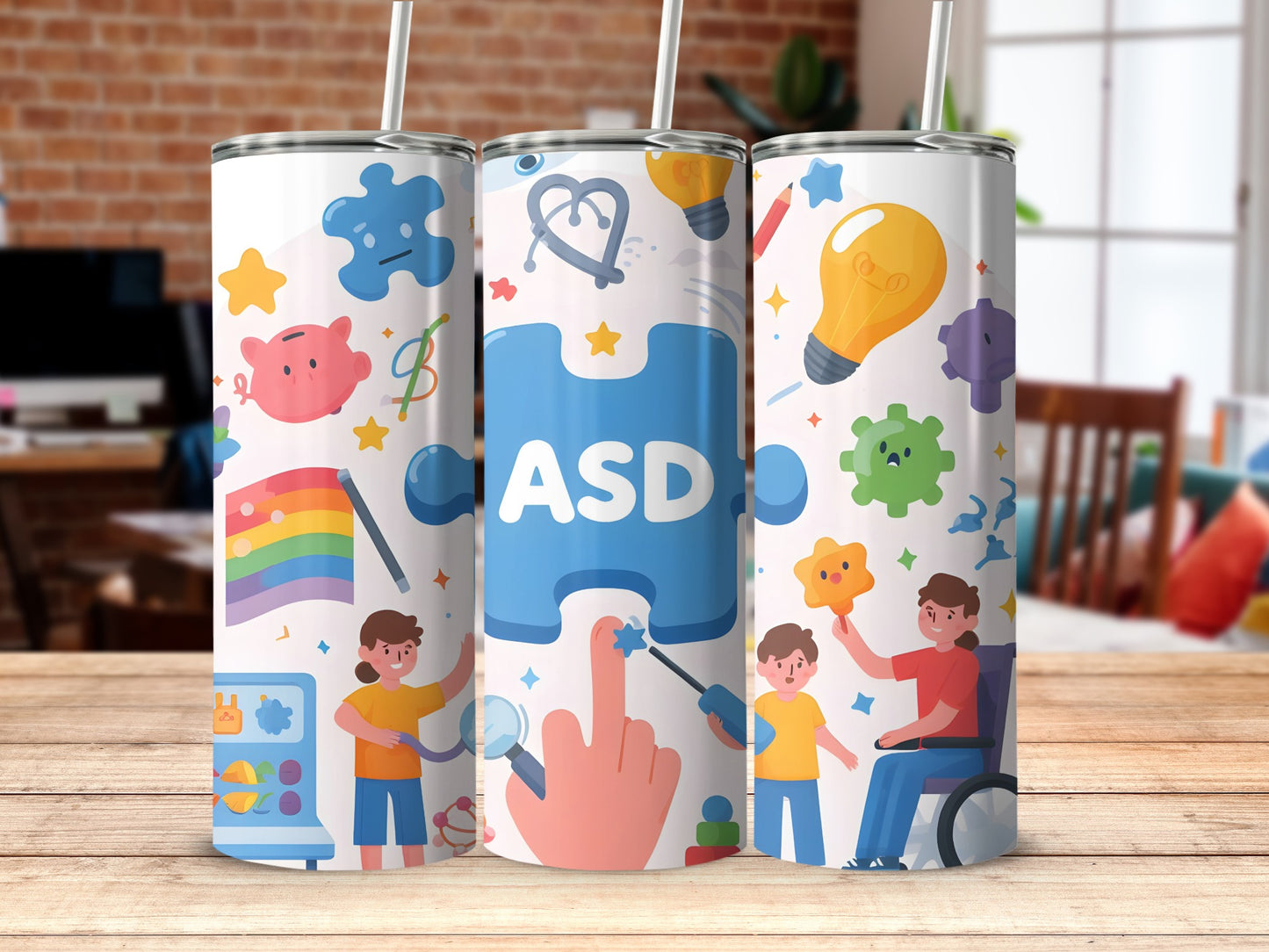 Autism Awareness Colorful Puzzle Tumbler Artwork