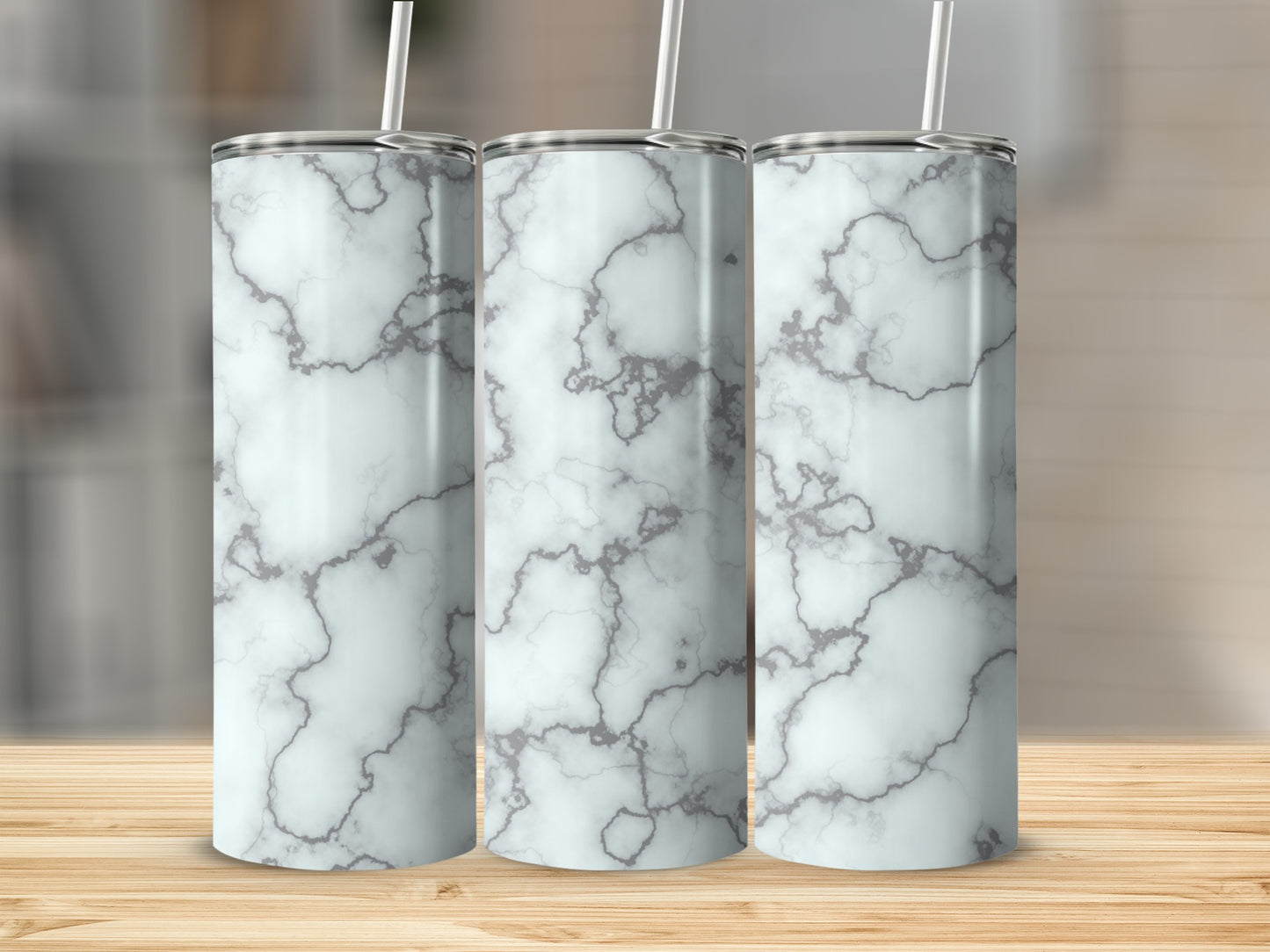 Gray Veins on White Surface Designer Style Tumblers