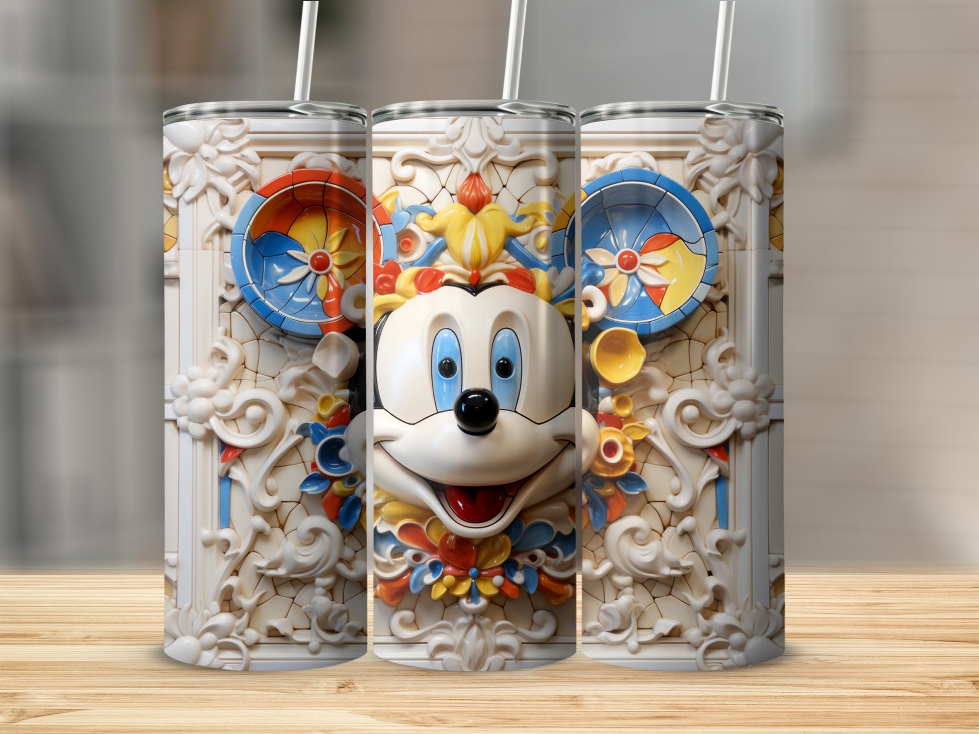 Colorful Mickey Mouse Design Stainless Steel Tumbler