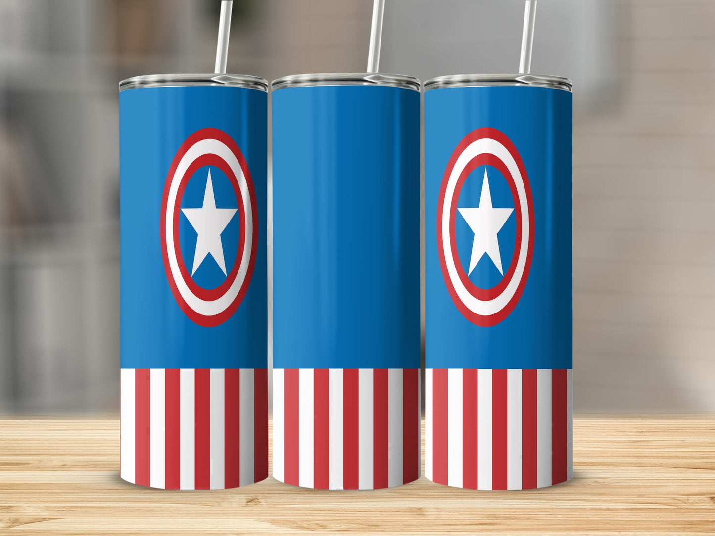 Patriotic Stripes Shield Design Blue White Red Tumblers