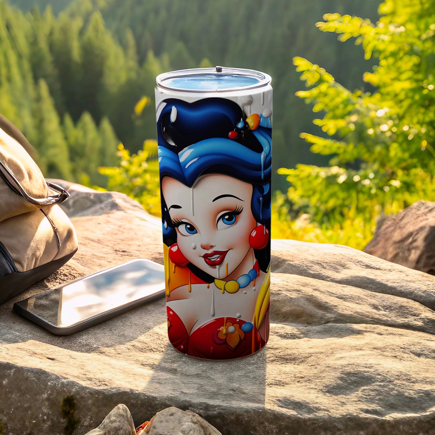 Vibrant Snow White Design Travel Tumbler for Outdoors