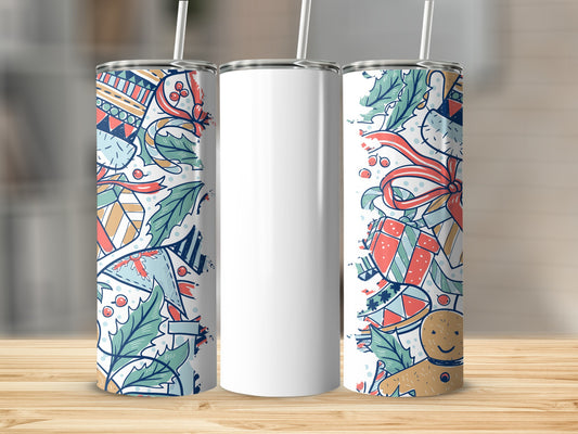 Colorful Christmas Holiday Themed Tumblers for Gifts