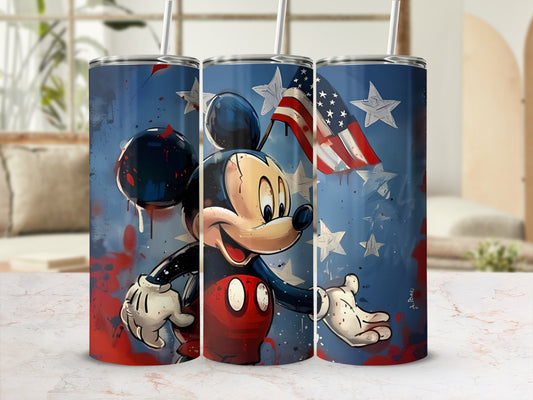Patriotic Cartoon Character Tumbler With Straw Flask