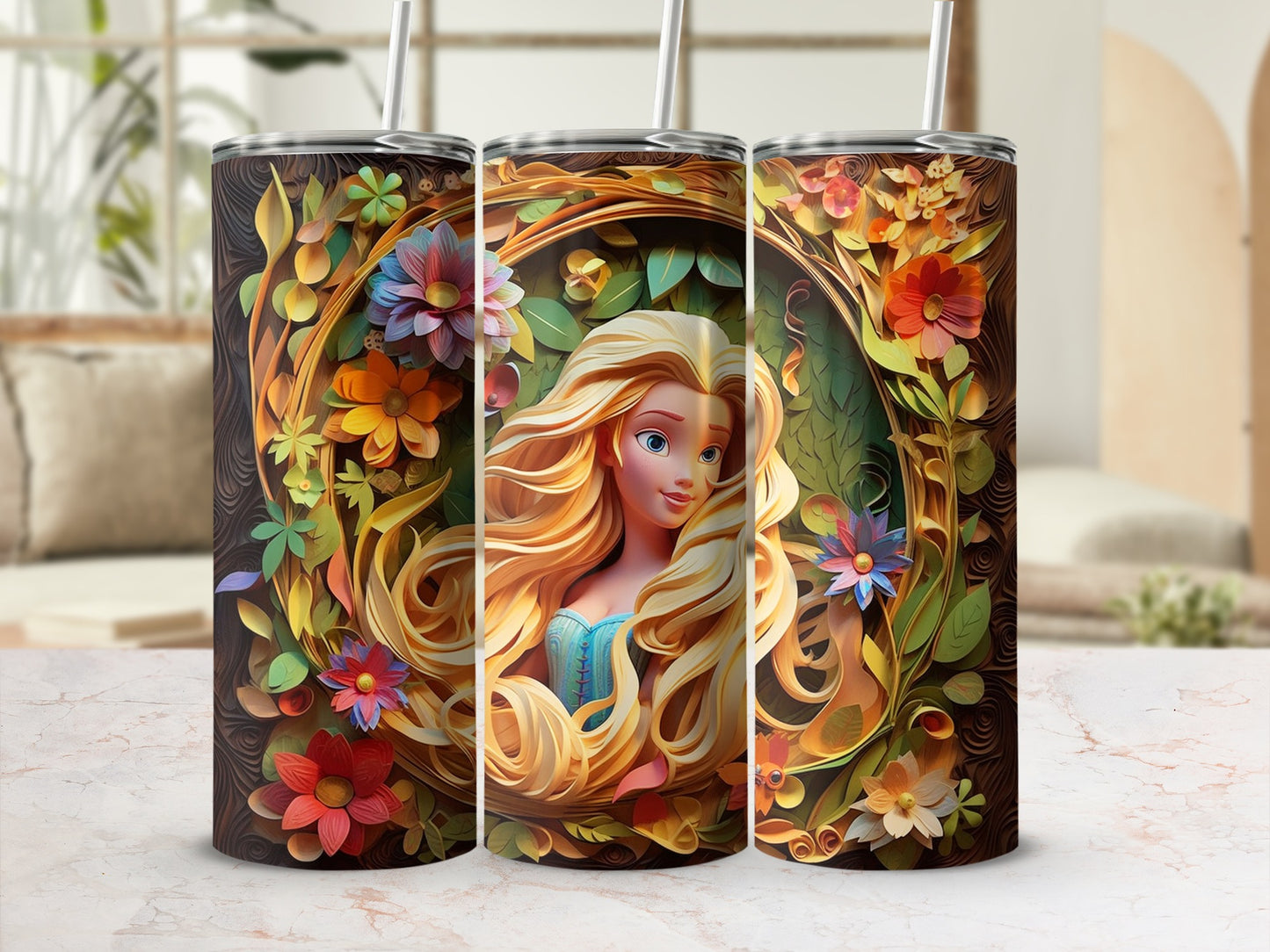 Enchanting Floral Princess Tumblers For Stylish Hydration