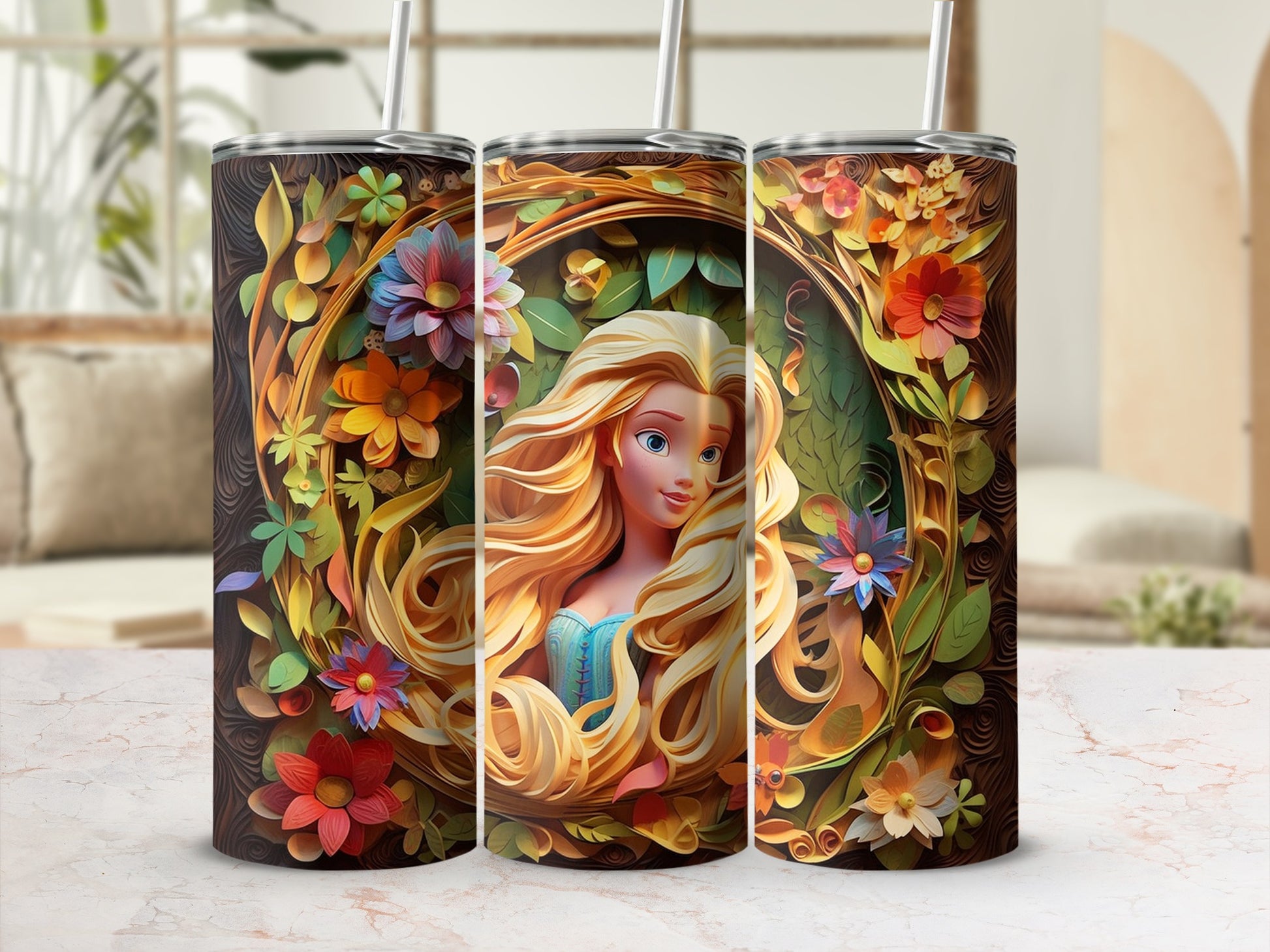 Enchanting Floral Princess Tumblers For Stylish Hydration